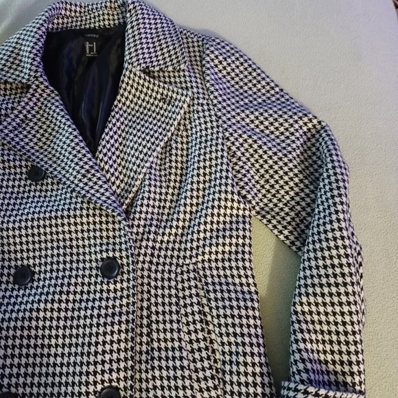forever 21 Houndstooth Pattern Lined Double Breasted Coat Pockets Sz Med… - Picture 4 of 9